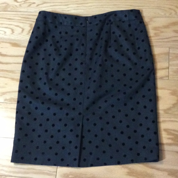 8 Elliott Lauren charcoal gray polka dot pencil skirt - Picture 3 of 12